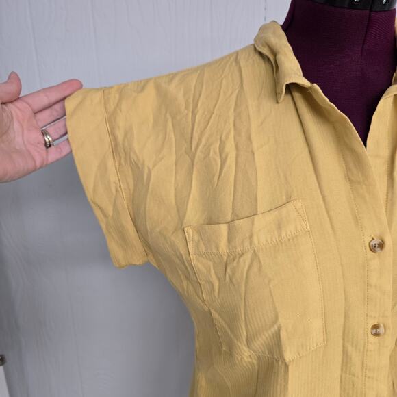 NEW NWT Women's Thread and Supply Golden Yellow Lyocell Button Down Top | XS - Picture 6 of 12